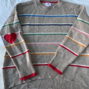 Sundry Stripe Heart Sweater (Size M)